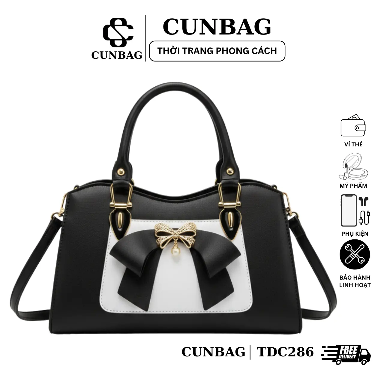 Túi Xách Nữ Công Sở Nơ Xinh Tri Ân Sốc Giá Rẻ Cao Cấp Bag Da Pu  TDC286