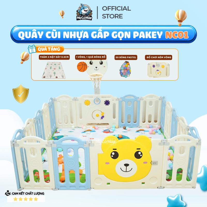 Quây Cũi Nhựa Gấp Gọn - TẶNG Thảm +Bóng +Giỏ +Bóng Rổ, Quây Nhựa Cho Bé Chính Hãng An Toàn