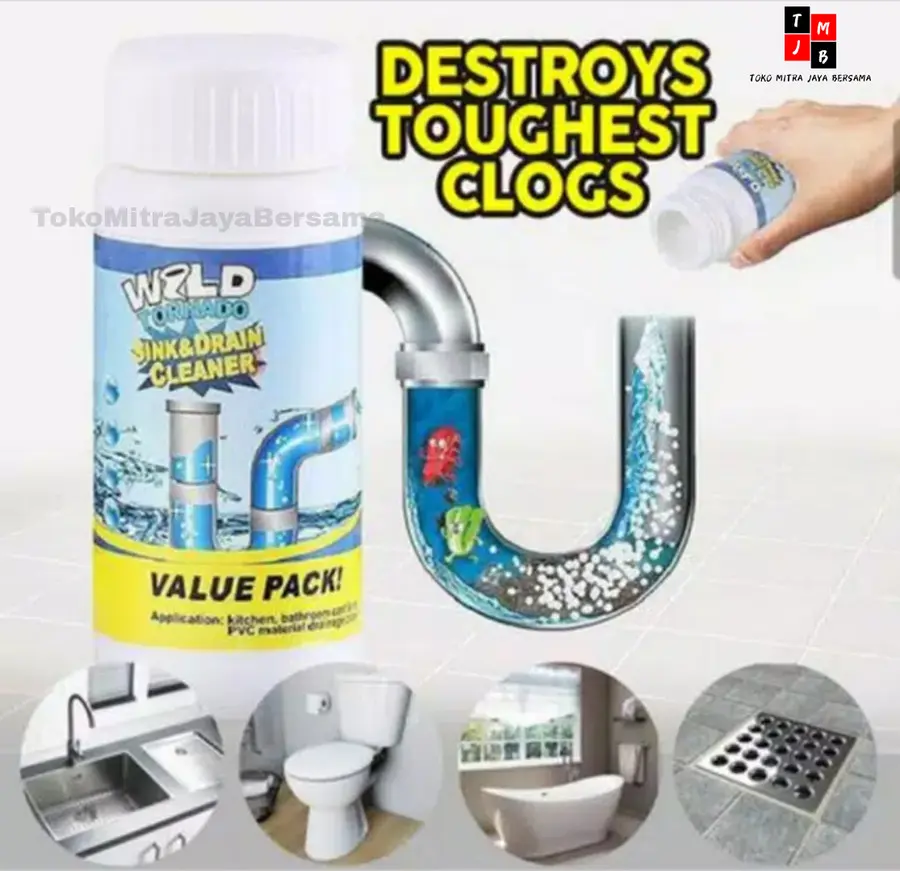 Cairan Pembersih Pipa WC Tersumbat Penghancur Sumbatan Obat Pelancar Saluran Air Mampet Ampuh Wastafel Pipa Wild Tornado Pembersih Pipa Saluran Air Serbuk Anti Sumbat Mampet Pembersih Saluran WC Kloset Saluran Pipa 120g