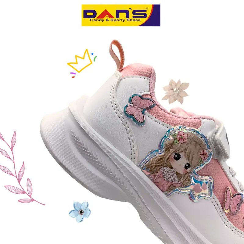 Sepatu Dans Kalama Sepatu Sneakers Anak Perempuan - White/Pink 6