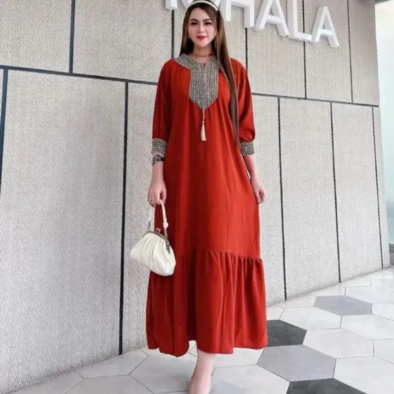 gamis abaya kaftan bahan crinkle airflow Wanita Muslim  Nyaman Mewah 1