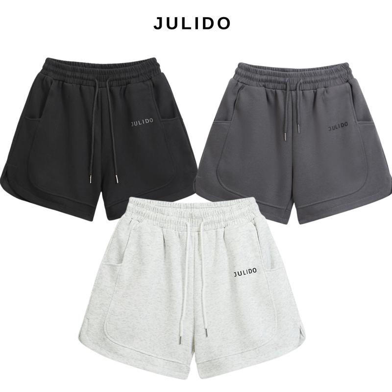 Combo 2 Quần short nam JULIDO chất vải cotton ép 2 da dày dặn, logo cao su dập nổi - J36