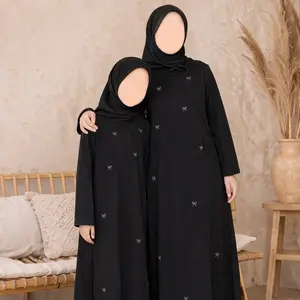 Dewasa & Anak Abaya  Hijrah Dewasa Pita Manik Cantik Muslim Gamis Hitam Wanita Turki Dress Syari Arab Maxi Umroh