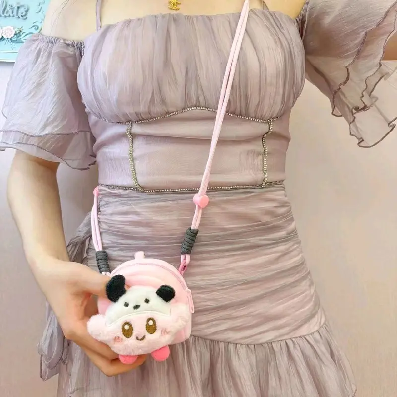 (0031) Gantungan Hp Aestetic lanyard strap mini bag  boneka cute korean  pink Handphone holder Tali soft silicon ungu tua 8
