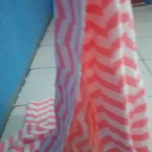 HANDUK BULU KARANG MOTIF SALUR / GARIS-GARIS 2IN1 | UK BESAR DAN KECIL PER KEMASAN Kado