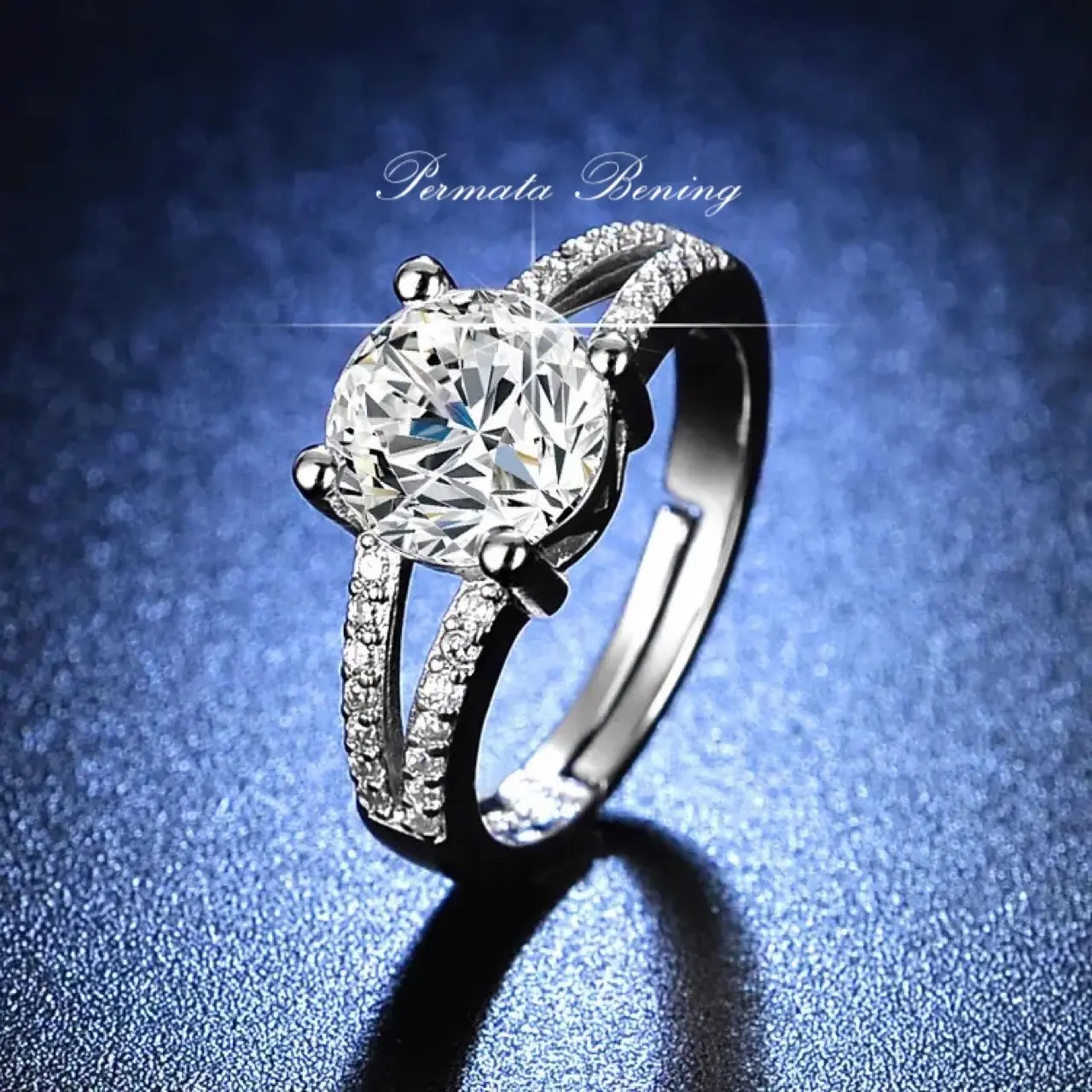 Permata Bening Cincin Wanita Perhiasan M Mengenalkan 'Permata Bening Cincin Wanita Perhiasan Mewah Cantik Elegan Estetik Ring Adjustable Dengan Diamond Zirconia Original