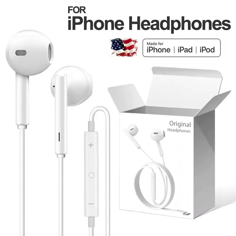 Original For Apple Special Headphones For iPhone 16 Pro Max 15 14 13 12 11 Earphones X XS XR 7 8 6 6S Plus Wired Headset Phone Accessories