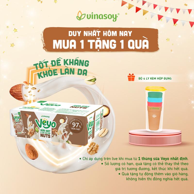 Thùng Sữa hạt 5 loại cao cấp Veyo Nuts 30 Hộp x 180ml