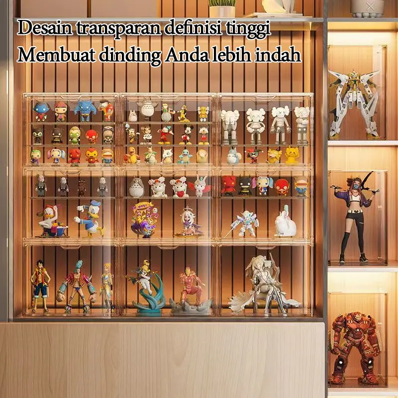 Action Figure Box Display BoxFull Acrylic Pop Mart Blind Box Toy Mainan Penyimpanan kotak  penyimpanan box  30×30×30cm tepak  sepatu buku ruang kerja blen  box labubu box  kotak  penyimpanan rok 20 batang kotak  penyimpanan charger hp kotak  sepatu 0