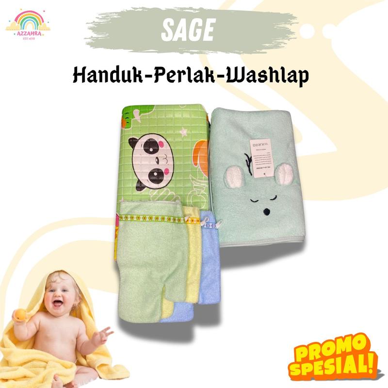 PAKET HEMAT HANDUK, PERLAK PLUS WASHLAP TANGAN BAYI Baru lahir Cewek Cowok Laki Laki Perempuan 3