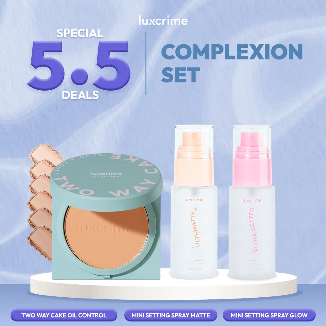 [COMPLEXION SET] Luxcrime NEW Blur & Cover Two Way Cake Oil Control + Mini Setting Spray