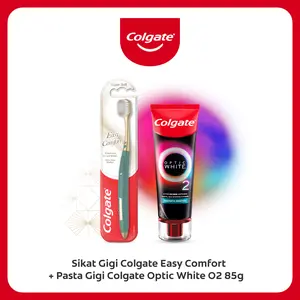Colgate Optic White O2 Pasta Gigi Pemutih, Odol Pemutih Gigi, Memutihkan Gigi, Mencerahkan Gigi, Perawatan Gigi, Menyegarkan Nafas + Colgate Easy Comfort 1s