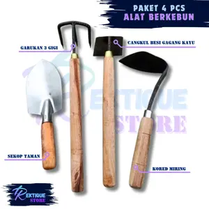 Paket 4 Pcs alat Berkebun Cangkul Garuk Kored dan Sekop Taman