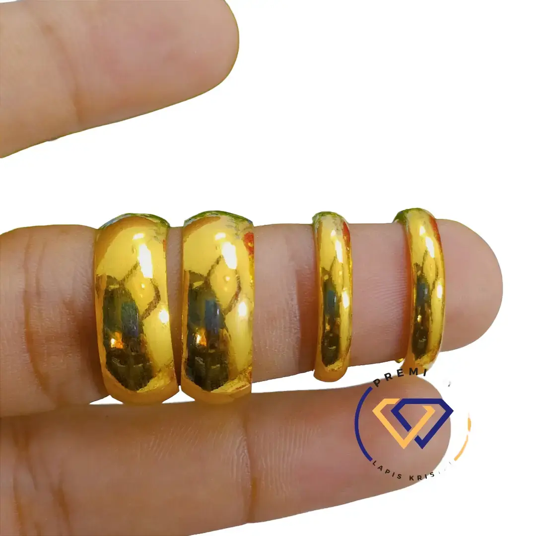 Perhiasan Cincin Ring BELAH ROTAN Emas sepuh 24k Lapis Kristal ( Polos Kecil dan Lebar,  Pasir Kecil dan Lebar, Polos Permata Putih dan Pasir Lilit ) - PREMIUM LAPIS KRISTAL -