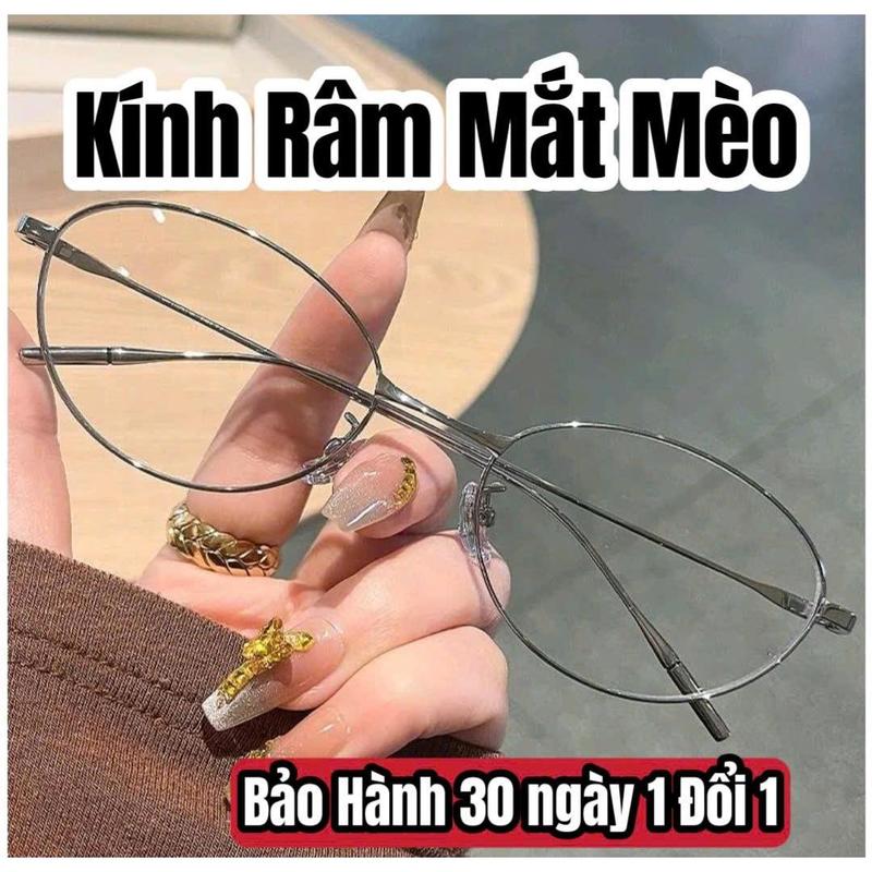 Kính Râm Mắt Mèo Siêu Nhẹ Full Kim Loại Dành Cho Nam Nữ, Thiết Kế Trẻ Trung, Chống Ánh Sáng Xanh, Chống Tia UV, Khung TR90 Hình Học