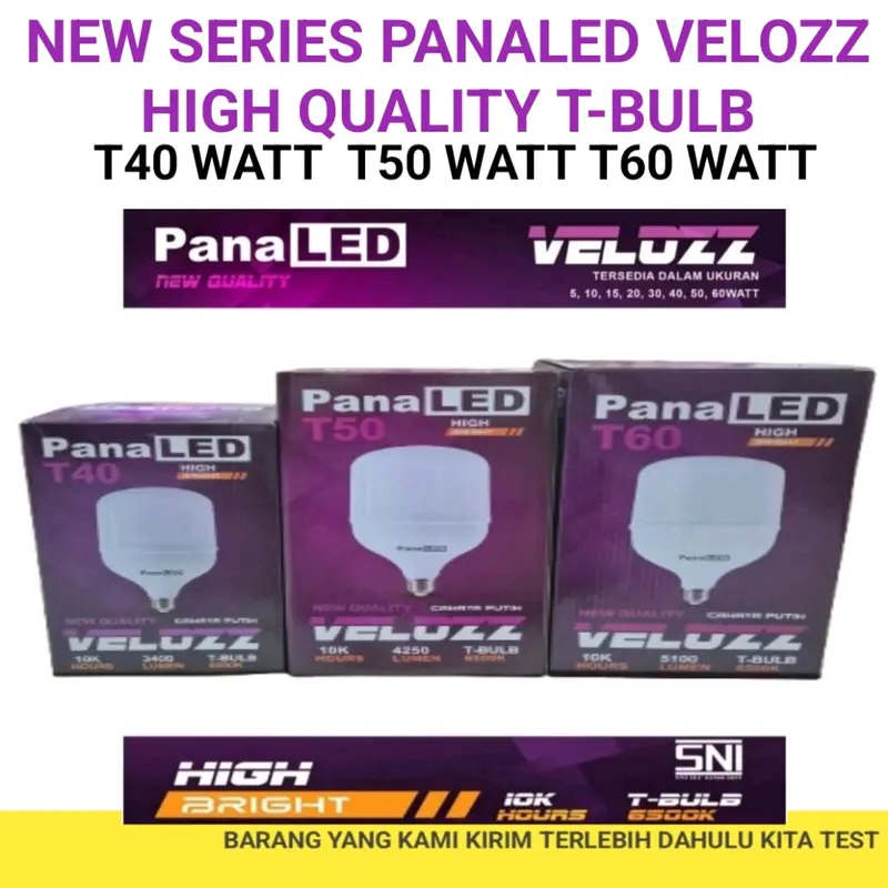 PANALED VELOZZ LAMPU LED GARANSI 1 TAHUN CAHAYA PUTIH SNI T40watt/T50watt/T60watt bola  lampu bola  lampu lampu  led 0