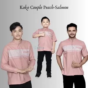 Adhipa Koko Couple Ayah dan Anak warna Salmon Peach Songket