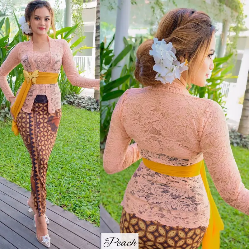 Setelan Baju Kebaya Brokat Stretch Sofia dan Rok Moscreft Batik Panjang Modern 5