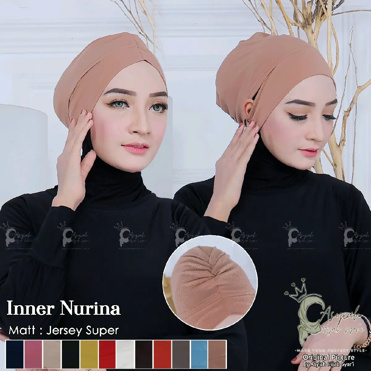 Nuyyhijabid Ciput Telinga Anti Budeg Inner Nurina Bahan Jersey Super Turki ciput lubang telinga hijab bisa dicuci dengan mesin yg ada titik hijau yg ready dalaman kerudung