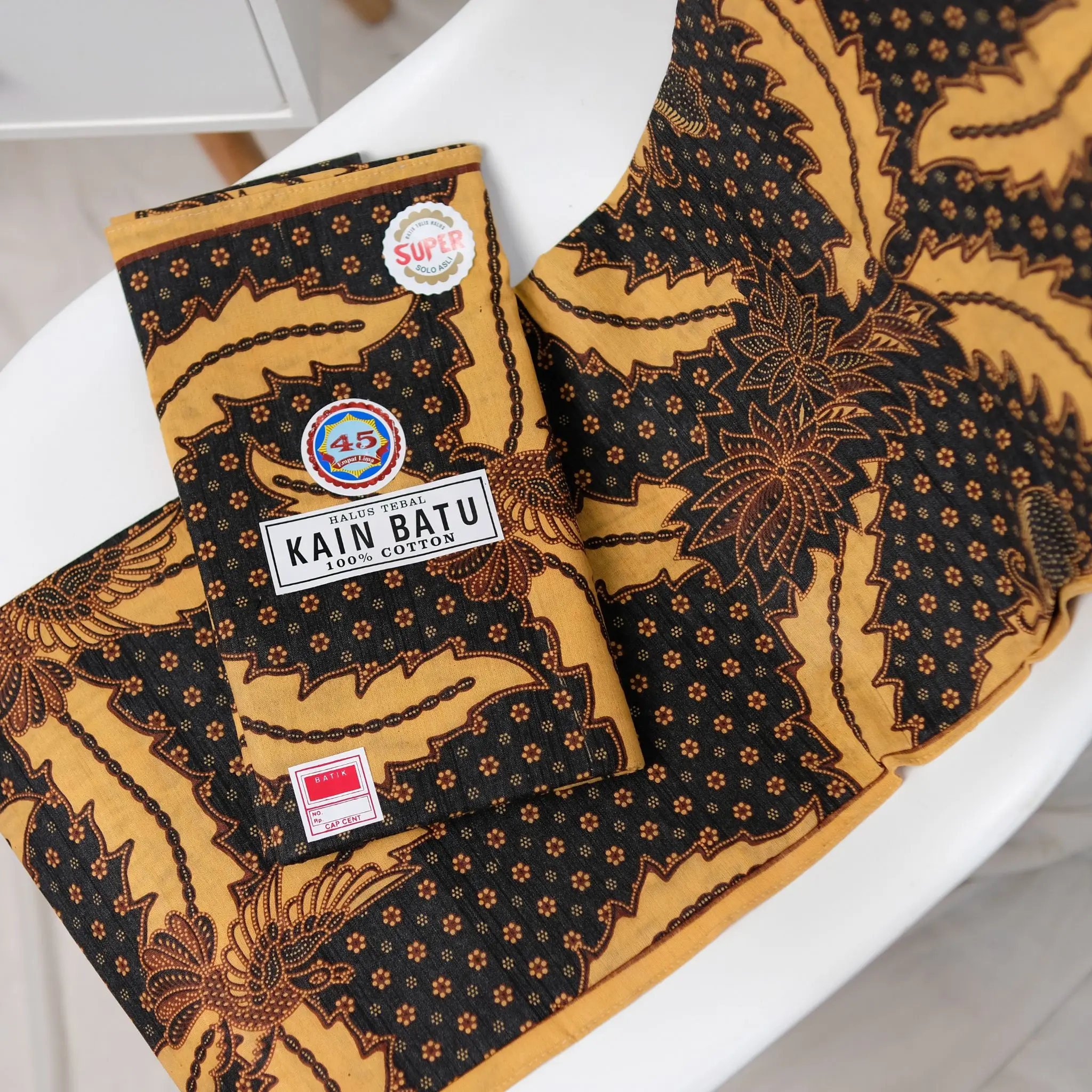 Jarik Batik Sogan Cap 45 Katun Kain Batu Halus Tebel Elegan Souvenir Aksesoris Kemeja Baju Bunga Kebaya Sarung Wanita Ibu