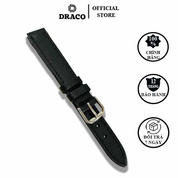 Dây da đồng hồ nữ size 14 màu đen da bò thật cao cấp tặng kèm khóa