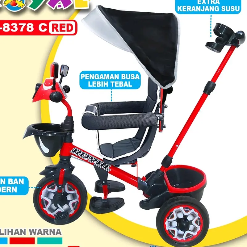 sepeda anak roda tiga royal tipe 2288cps / 2288cp/2088cps/2088cp Ban Karet Lampu Toys Asli 5