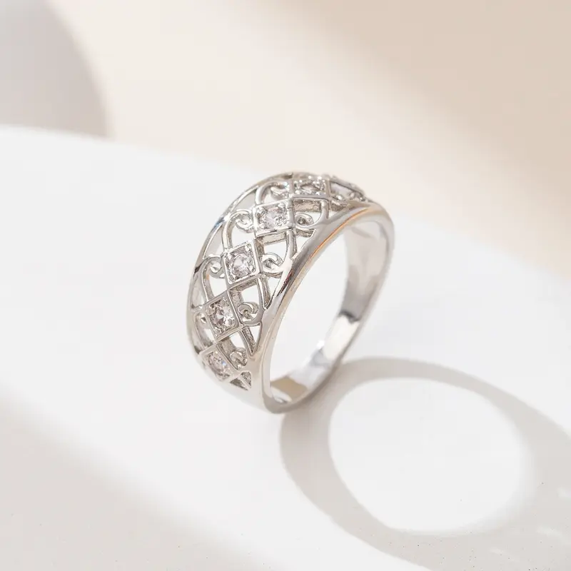 Cincin Kotak Full Permata Zircon Dan Wajik Ukir Xuping Premium Dewasa by Yunqi Jewellery - Rings 4