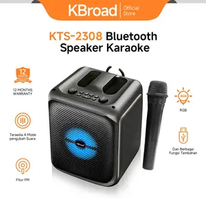 [Restocking]KBroad Speaker Bluetooth Portable Karaoke Free Microphone KTS-2308 12W dengan FM Radio - Untuk Piknik Keluarga, Bersepeda Santai, dan Jelajah Kota dengan Suara Jernih dan Baterai 1500mAh Tahan Lama Jam
