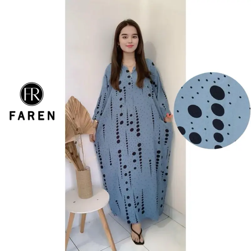 Daster Faren - Gamis Saku Jumbo lengan 3/4 polos dan motif gamis  rayon premium 3