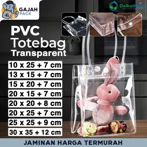 PVC TOTE BAG Tas Mika Transparan Bening Polos Goodie Bag Hampers Souvenir Ulang Tahun Snack DELKOCHOICE