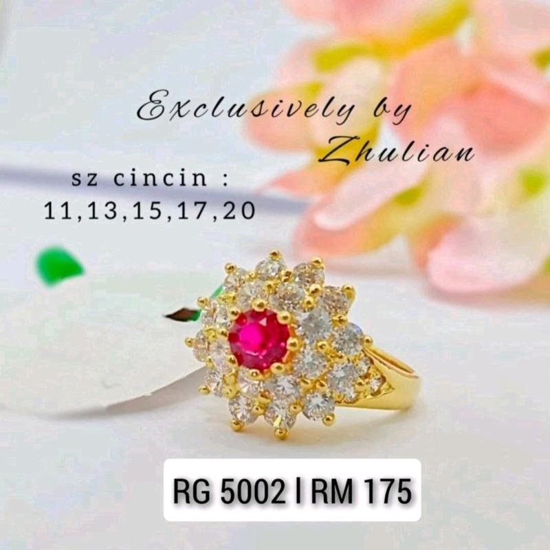 [RG5002] Zhulian Cincin Batu Ruby Emas Saduran Anti Karat/ Gold Plated Ring Jewellery 4