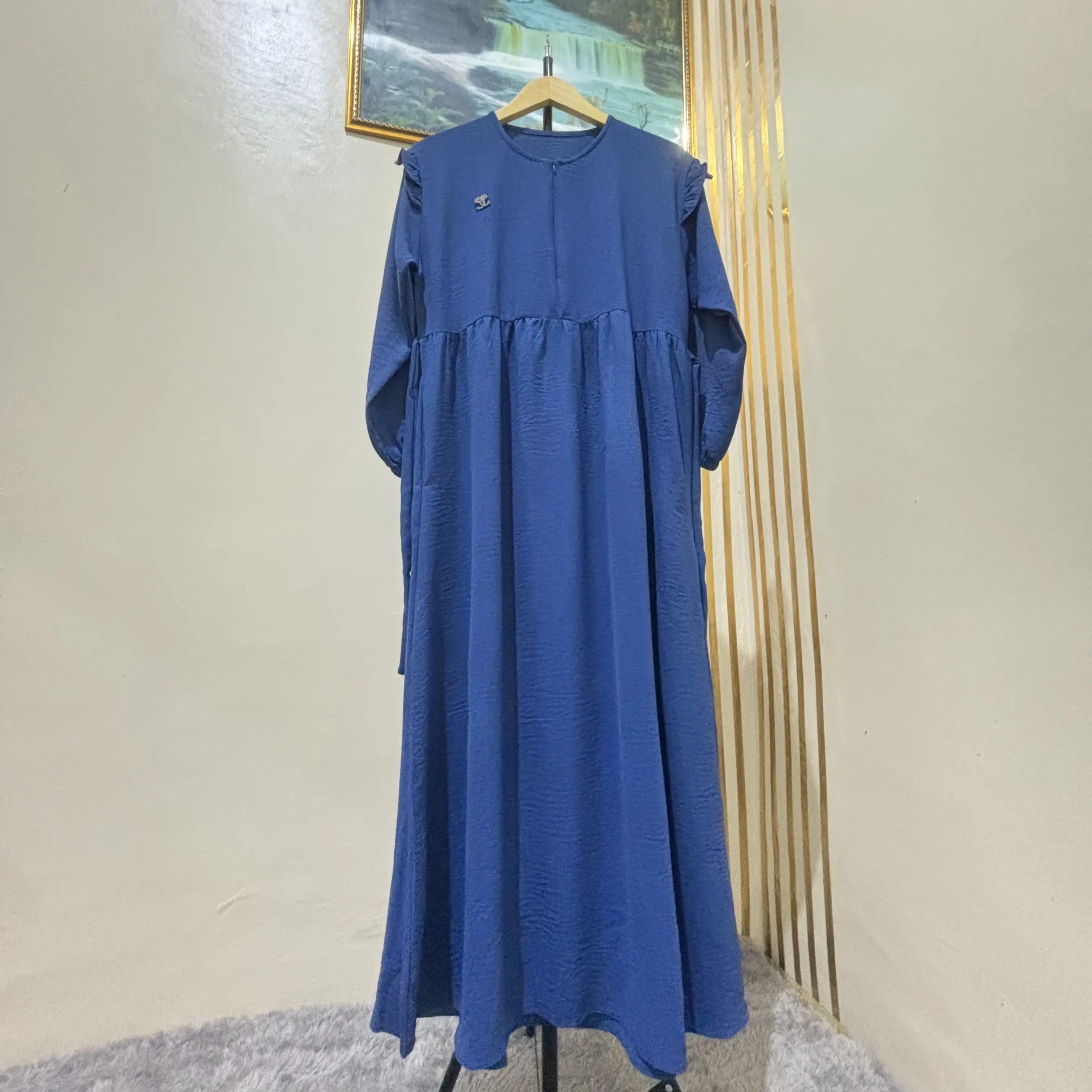 KAMILA Gamis Dress Wanita Bahan Crinkle Airflow Kancing Muslim
