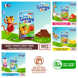 Susu Tango Kido 115ml – Isi 18 Pcs (Italian Chocolate, Strawberry, Banana Pudding, Full Cream) | Packing Aman, Halal, Segel Pabrik
