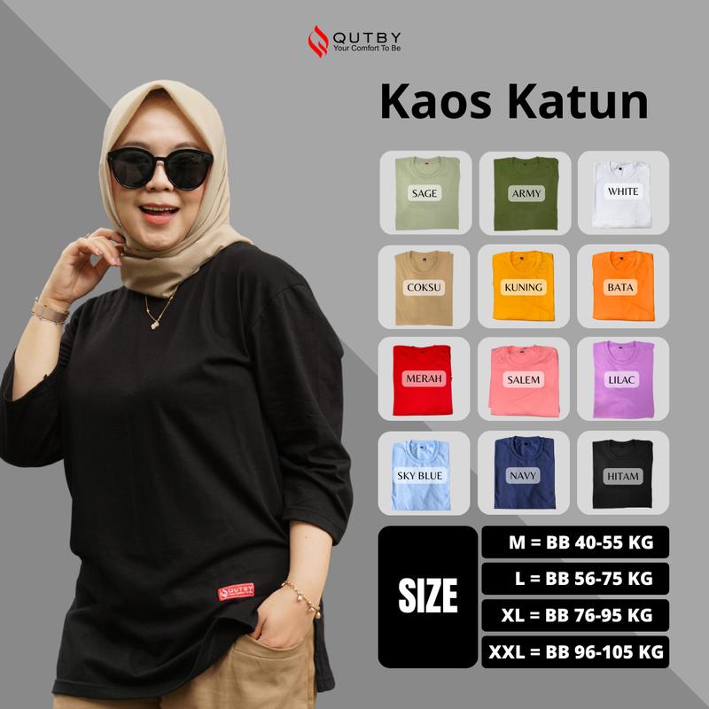 QUTBY - Kaos Polos Wanita Jumbo Katun Combed Premium 24s 1