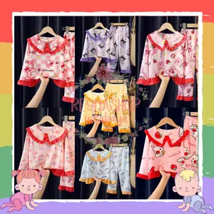 (MA-MF) Piyama Setelan baju tidur kaos anak perempuan lengan panjang tangan panjang Import