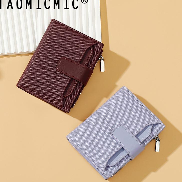 Ví Nữ Ngắn Màu Trơn Thiết Kế Đơn Giản Nhiều Màu Có Thể Gập Lại Chủ Thẻ Ví