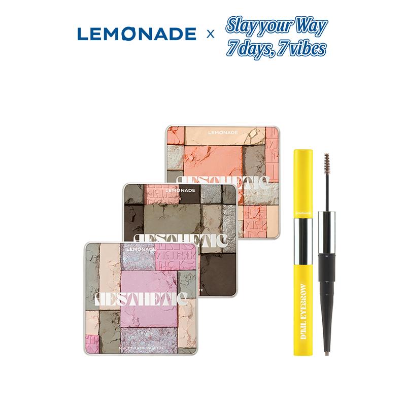 Combo 01 Bảng phấn mắt đa năng Lemonade Aesthetic Multi-task Palette 10.8g và 01 Chì kẻ mày 2 đầu bền màu Lemonade Dual Eyebrow 2.75g