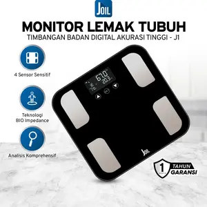 Joil Timbangan Badan Digital Body Fat Monitor Komprehensif Lengkap 4 Sensor Presisi Tempered Glass Kokoh 6 mm - J1