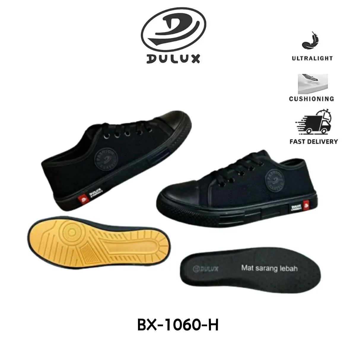 Canvas Low & High Sneakers Unisex School Shoes Sepatu Sekolah Kasut Sekolah Perempuan Lelaki (BX) Kasual Jalan Black Casual Kanvas
