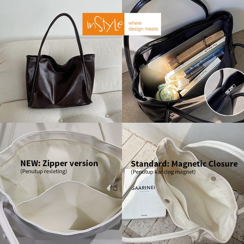 Tas Bahu Tote Bag Wanita Korean Style Shoulder Bag Size Besar (T2-042) Kulit PU 2