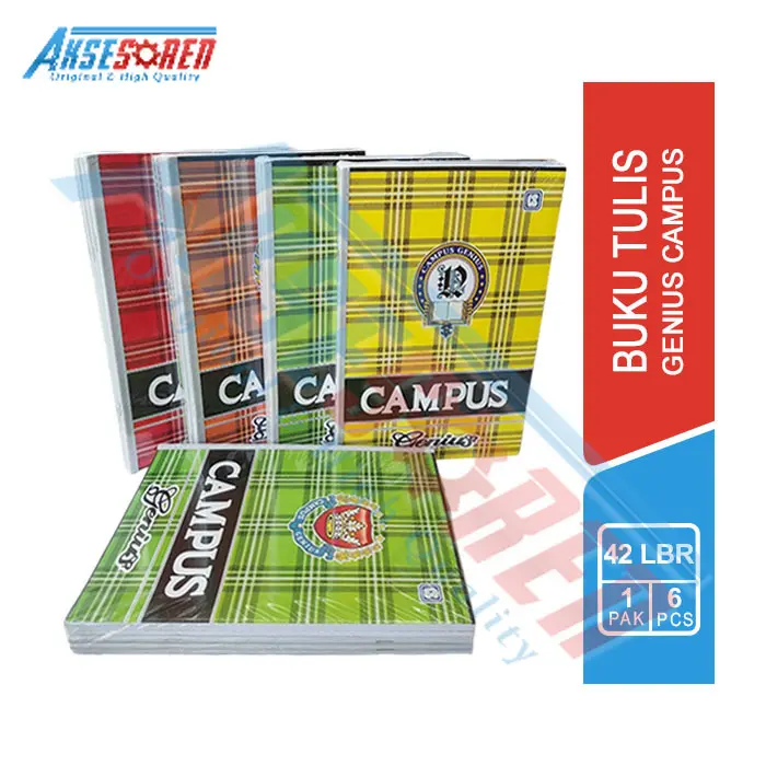 Buku Tulis Sekolah Campus Genius 42 Lembar [1 Pack/6 Buku] / Buku Tulis Boxy Genius notebooks / Buku Kampus 1 Pak / Perengkapan Sekolah / Buku Catatan Kertas Paper Stationery