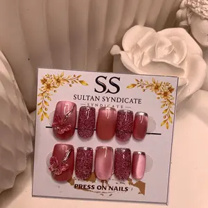 Sultan Syndicate Press On Nails Sultansyndicate Dustyfly Kuku Cofiin dengan Desain Glitter dan Motif Kupu-kupu