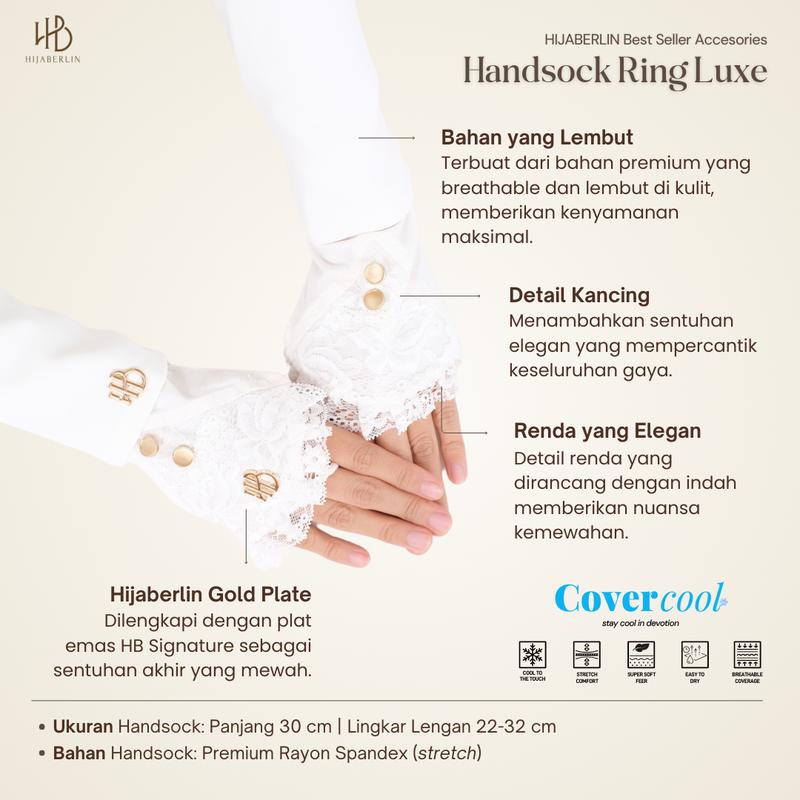 HIJABERLIN - Handsock Ring Luxe I Sarung Tangan Sholat, Manset Cincin Tangan, Aksesoris Haji & Umroh 5