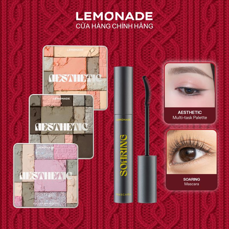  Combo 01 Bảng phấn mắt đa năng Lemonade Aesthetic Multi-task Palette 10.8g và 01 Chuốt mi tơi dài lâu trôi Lemonade Soaring Mascara 
