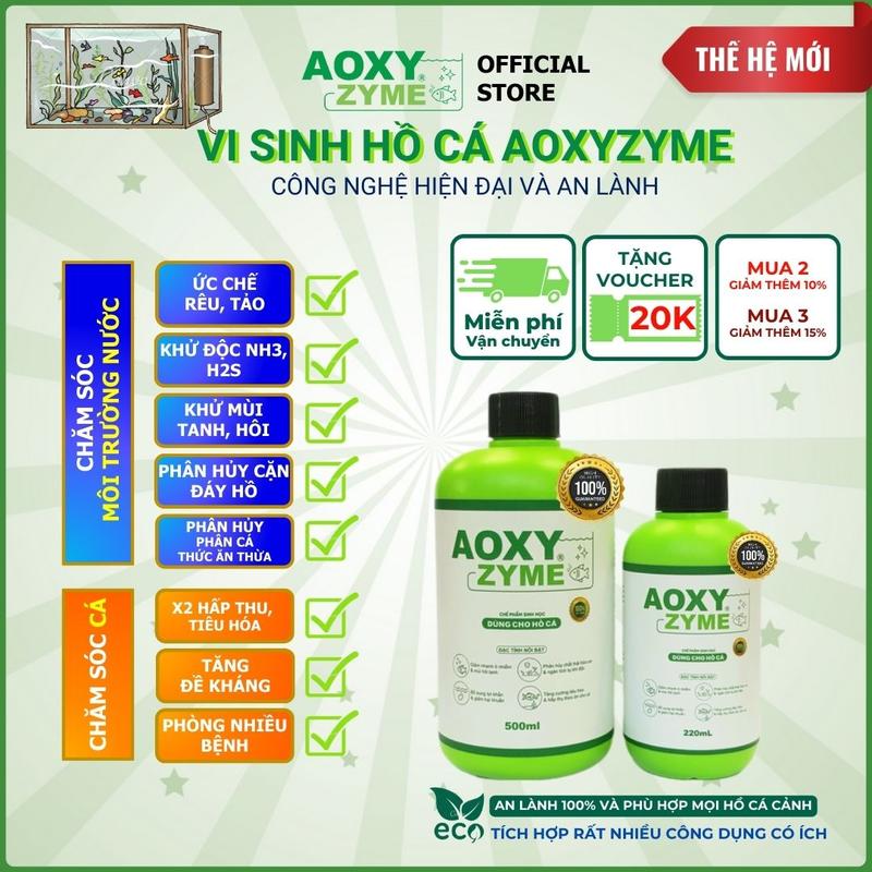 Vi sinh Aoxyzyme CAO CẤP cho hồ cá, bể cá cảnh thủy sinh giúp làm trong nước, ức chế tảo xanh gây hại, Khử hôi tanh, Khử độc tố, Ổn định nước, Cá khỏe, Tăng đề kháng, Cá hấp thu nhanh thức ăn, phòng nhiều bệnh
