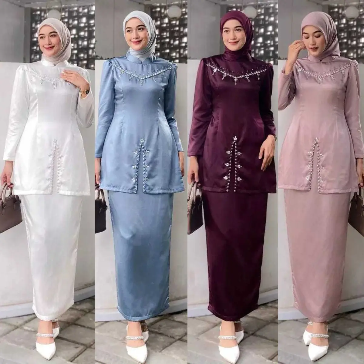 One set FAYRA Baju Kurung Melayu Malaysia Dress Pesta Setelan Wanita Baju Kondangan Kekinian Full Payet 2024