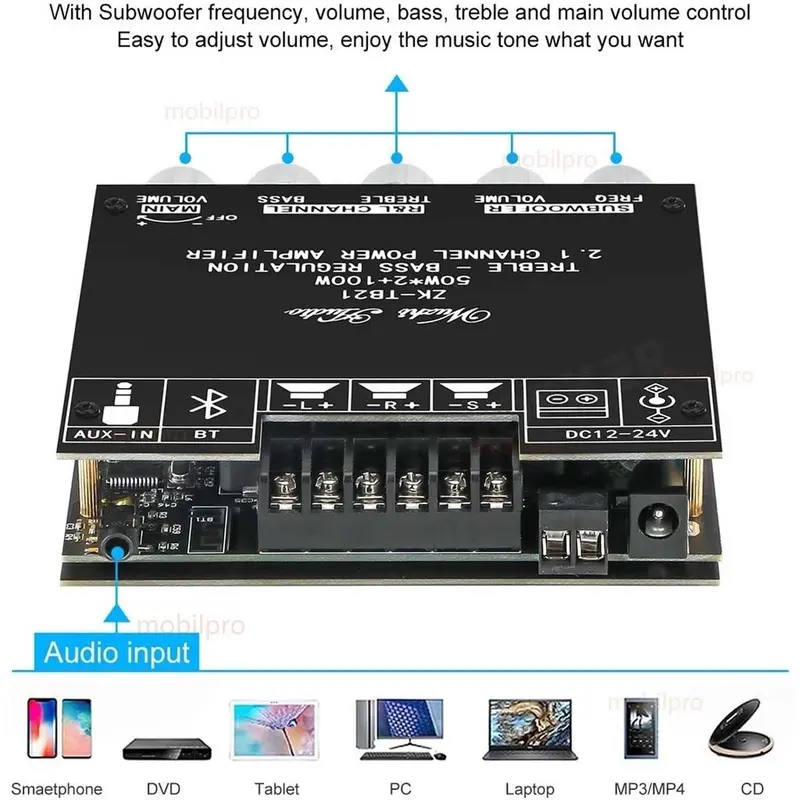 【BestLink Shop】ZK-MT21/ZK-TB21 High Performance Audio Amplifier Module Digital BT 5.0 Power Subwoofer 1