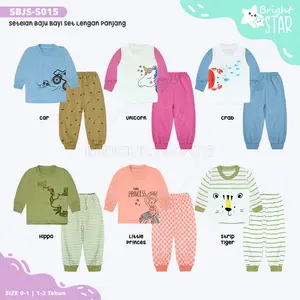 SBJS-S015 Setelan Baju Bayi Lengan Panjang + Celana Panjang Bayi BRIGHT STAR Baju Bayi 0-1 Tahun 1-2 Tahun Baju Bayi Baru Lahir Baju Tidur Bayi Baju Harian Bayi Atasan Kaos Bayi Pakaian Bayi Celana Panjang bayi Celana Bayi Perlengkapan Bayi Baru lahir