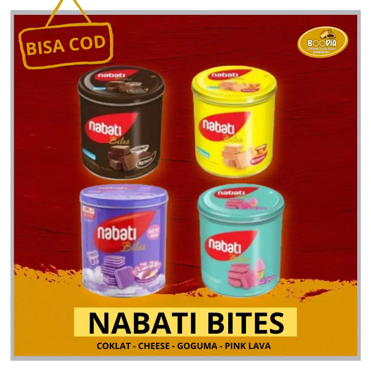 WAFER NABATI BITES KALENG RASA COKLAT - CHEESE - GOGUMA - PINK LAVA / KUE LEBARAN