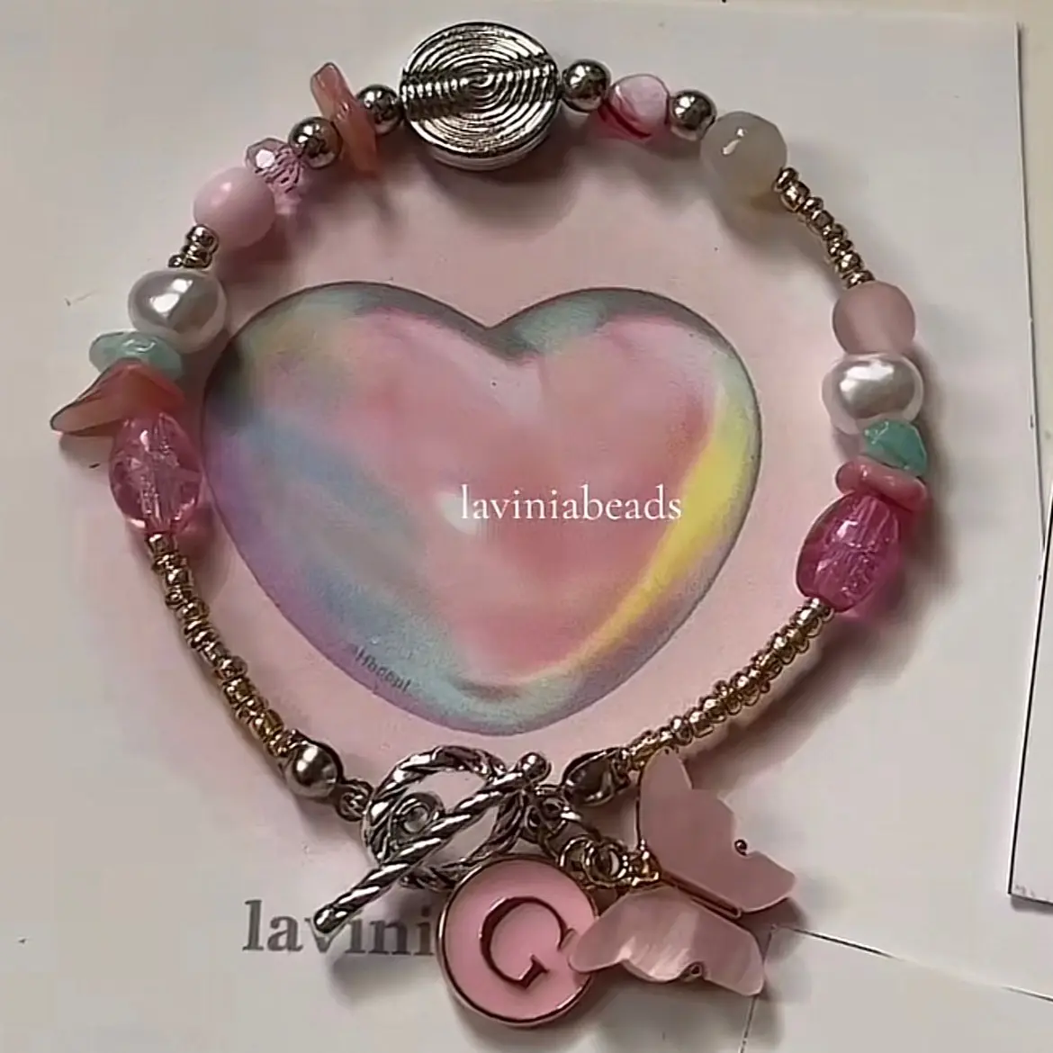 aesthetic butterfly bracelet in pink